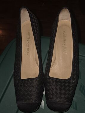 Bottega Veneta Black Woven Leather Evening Pumps